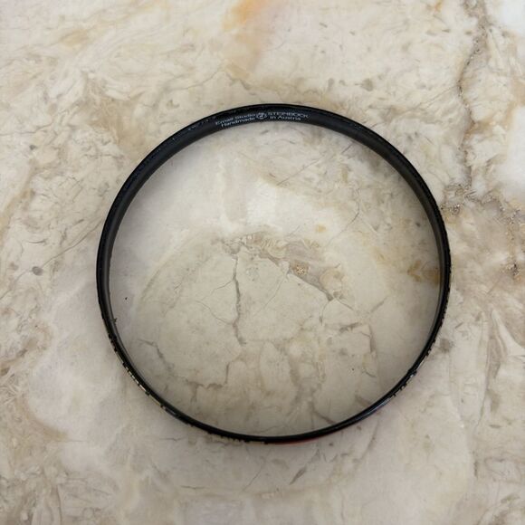 Vintage Steinbock Austria Red Black Enamel 24KT Gold Inlay Bangle Bracelet - Picture 8 of 11